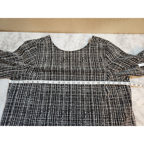Talbots Women's Black and White Tweed Print 3/4 Flare Sleeves Top Size 2X - Picture 5 of 6